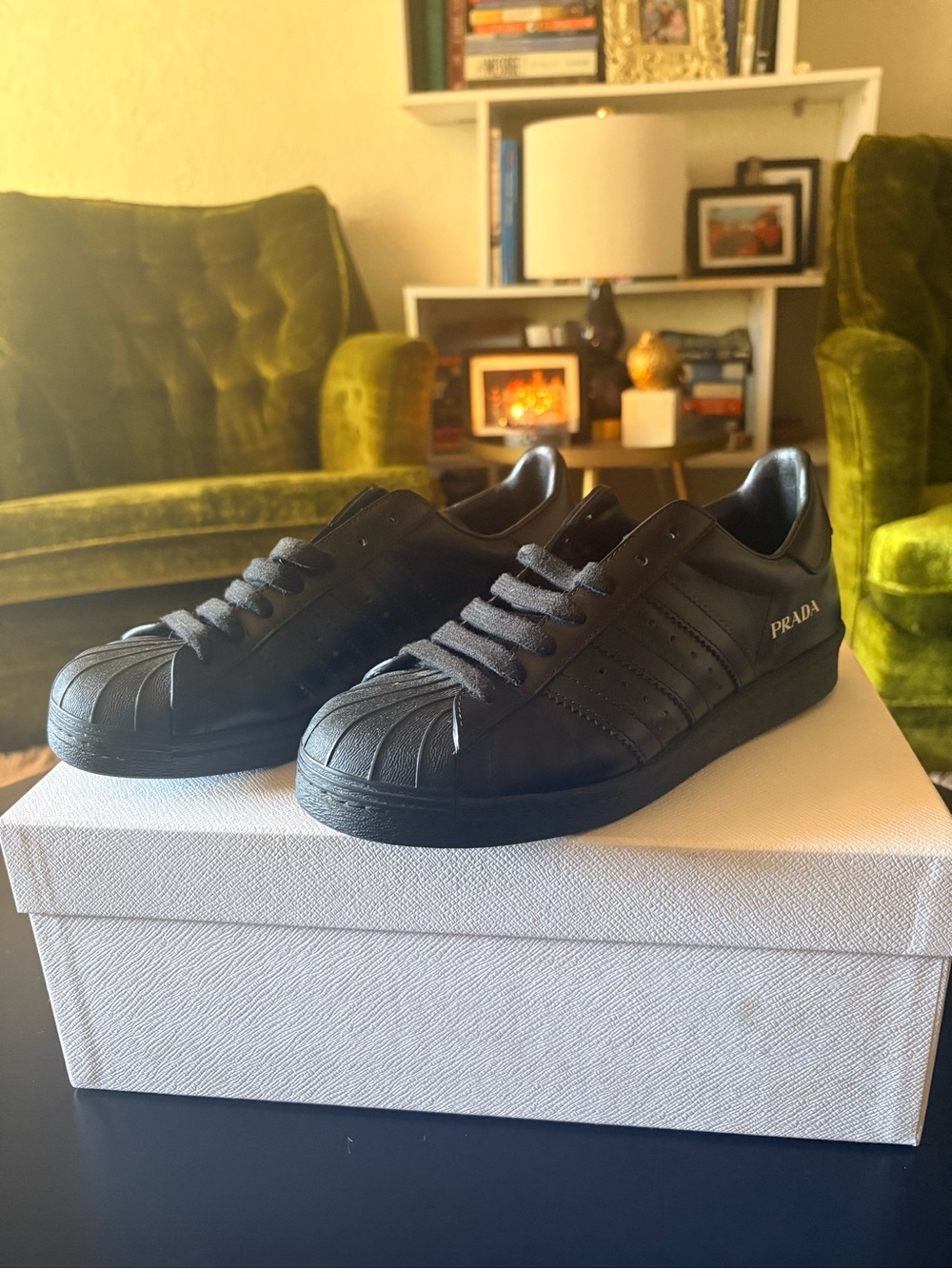 Prada | All-Black Leather Shell-Toe Sneakers
